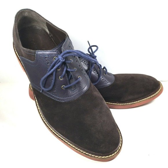 Cole Haan Brown Suede Blue Leather Oxford Shoes main image 6